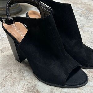 Beton Black Women's Open Toe Block Heels